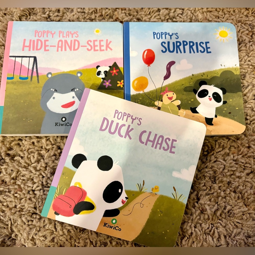 KiwiCo Poppy's Surprise, Poppy Plays Hide-and-Seek, Poppy's Duck Chase Books